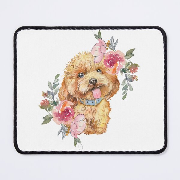 Item preview, Cute Labradoodle Puppy Dog with Flowers designed and sold by adriana-holmes.
