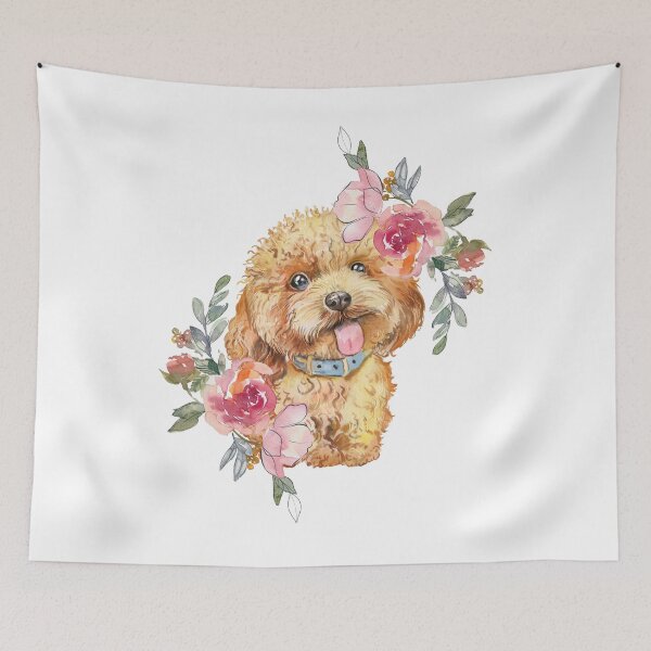 Item preview, Cute Labradoodle Puppy Dog with Flowers  designed and sold by adriana-holmes.