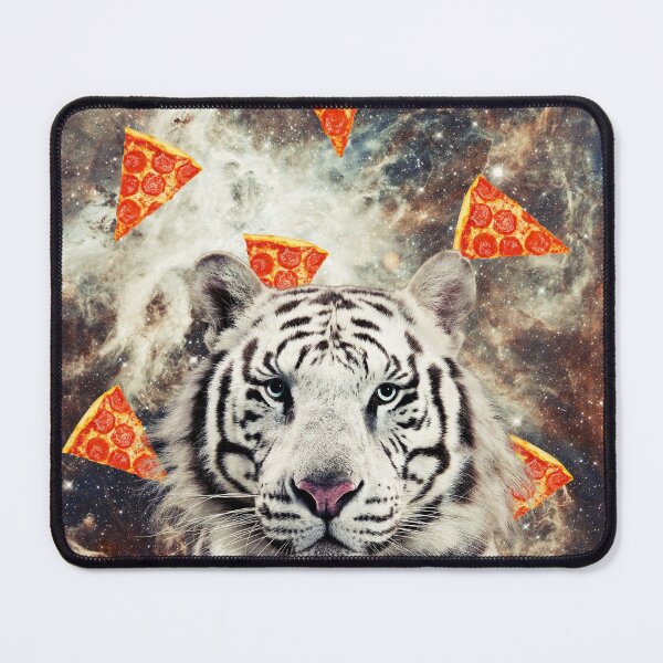 Item preview, Tiger in flying pizza space, Tiger Art, Collage Art, Surrealism designed and sold by avit1.