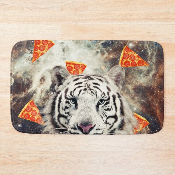 Item preview, Tiger in flying pizza space, Tiger Art, Collage Art, Surrealism designed and sold by avit1.