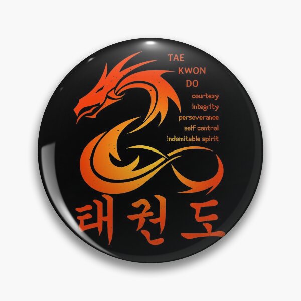 Item preview, Martial Arts Dragon in Color with Korean Taekwondo Symbols and 5 TKD Tenets designed and sold by FunWearVM.