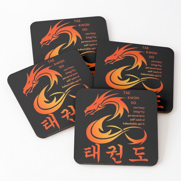 Item preview, Martial Arts Dragon in Color with Korean Taekwondo Symbols and 5 TKD Tenets designed and sold by FunWearVM.