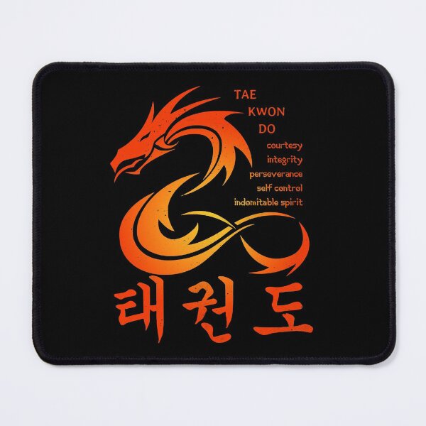 Item preview, Martial Arts Dragon in Color with Korean Taekwondo Symbols and 5 TKD Tenets designed and sold by FunWearVM.