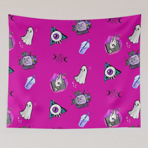 Item preview, Creepy cute Print  purple magenta pink background  designed and sold by DemonicGloom.