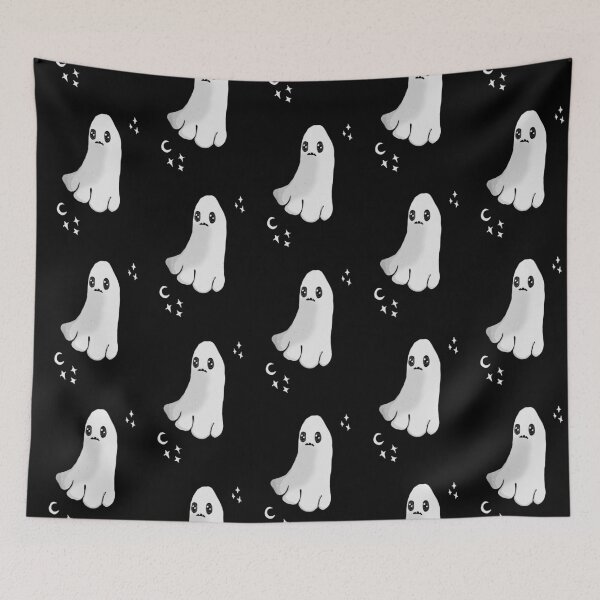 Item preview,  Cute spooky ghost Black background designed and sold by DemonicGloom.