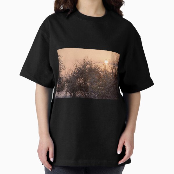 Hazy Orange Orchard Sunset Oversized T-Shirt