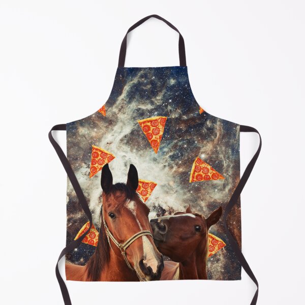 Item preview, Horses in flying pizza space, Horse, Collage Art, Surrealism designed and sold by avit1.