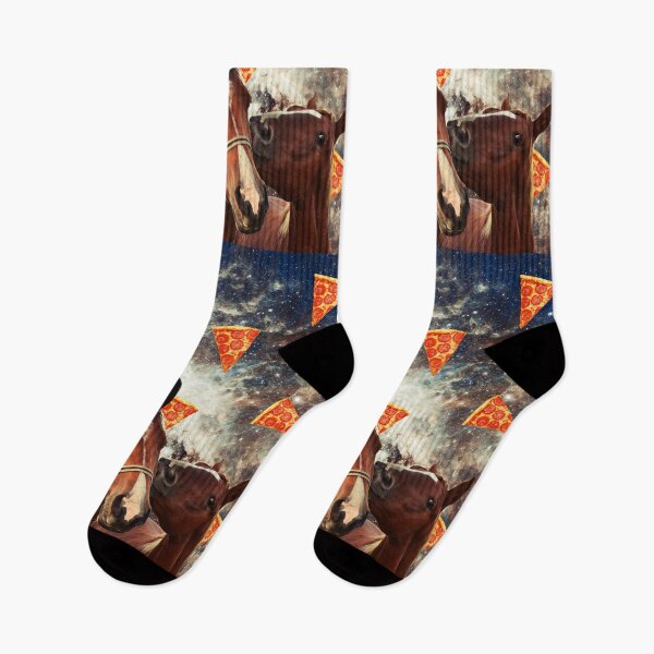 Item preview, Horses in flying pizza space, Horse, Collage Art, Surrealism designed and sold by avit1.