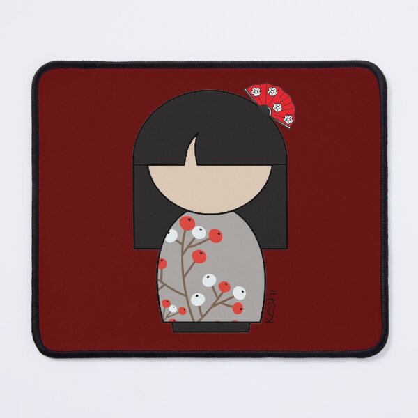 Item preview, Japanese Kokeshi Doll White and Red Flower Buds Print designed and sold by lmcvinco.