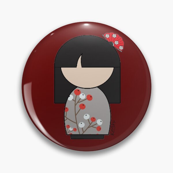 Item preview, Japanese Kokeshi Doll White and Red Flower Buds Print designed and sold by lmcvinco.