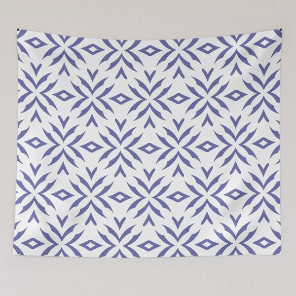 Item preview, Periwinkle and White Abstract Flower Pattern - Pantone 2022 Color of the Year Very Peri 17-3938 designed and sold by ColorOfTheYears.
