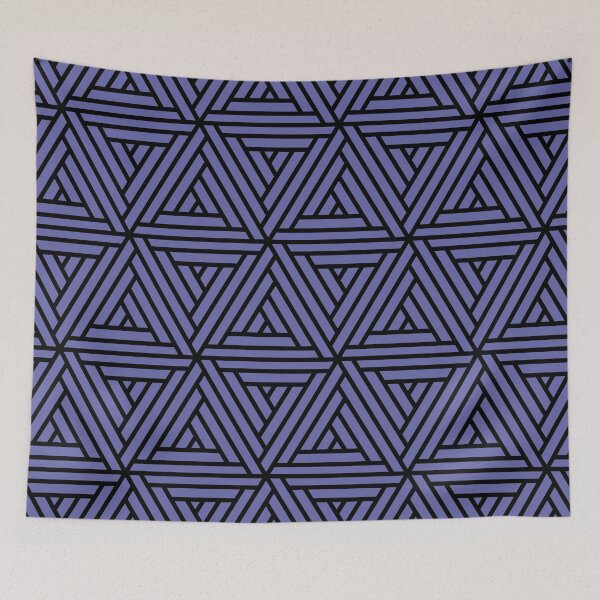 Item preview, Black and Periwinkle Shape Mosaic Pattern 2 - Pantone 2022 Color of the Year Very Peri 17-3938 designed and sold by ColorOfTheYears.
