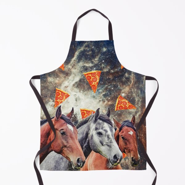 Item preview, Horses in flying pizza space, Horse, Collage Art, Surrealism designed and sold by avit1.