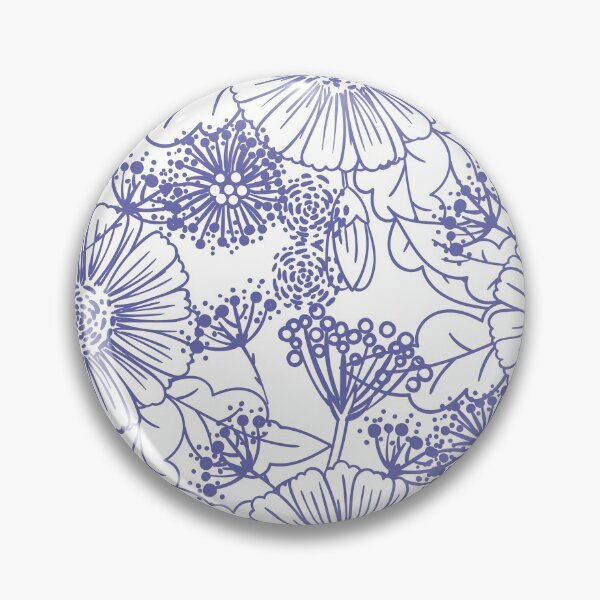 Item preview, Periwinkle and White Hand Drawn Floral Pattern - Pantone 2022 Color of the Year Very Peri 17-3938 designed and sold by ColorOfTheYears.