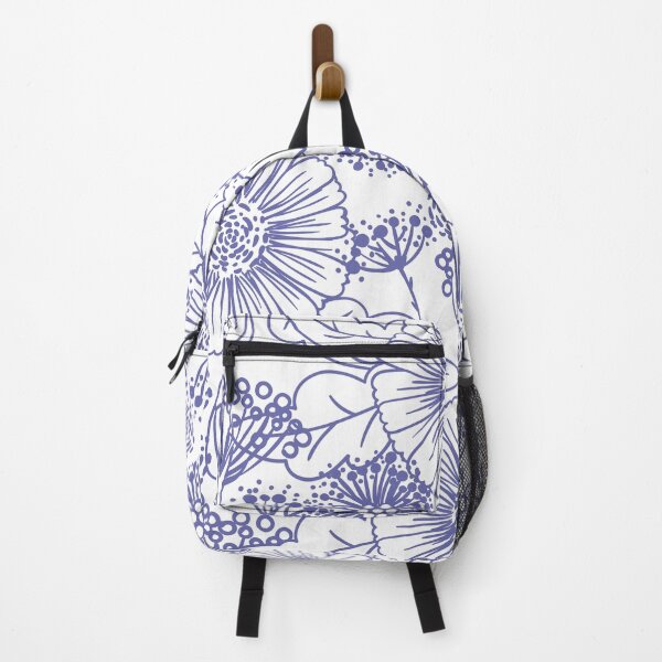 Item preview, Periwinkle and White Hand Drawn Floral Pattern - Pantone 2022 Color of the Year Very Peri 17-3938 designed and sold by ColorOfTheYears.