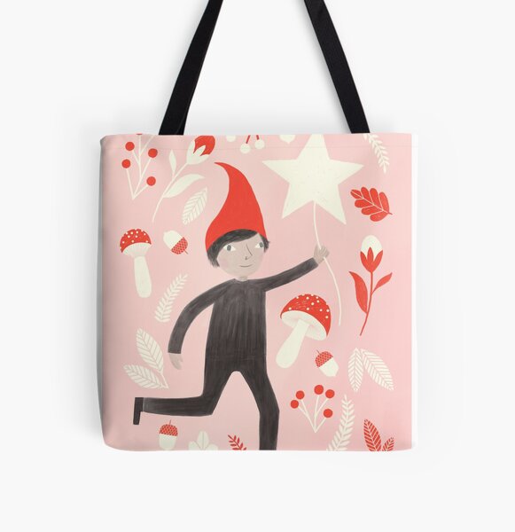 Christmas gnome with star illustration All Over Print Tote Bag