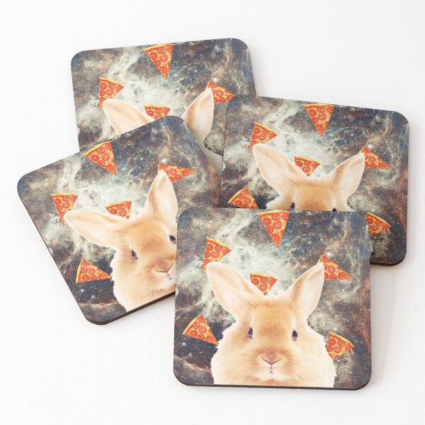 Item preview, Bunny in flying pizza space, Rabbit, Collage Art, Surrealism designed and sold by avit1.