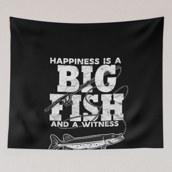 Item preview, Happiness is A Big Fish And A Witness Funny Retro Fisherman designed and sold by ACHRAF877.