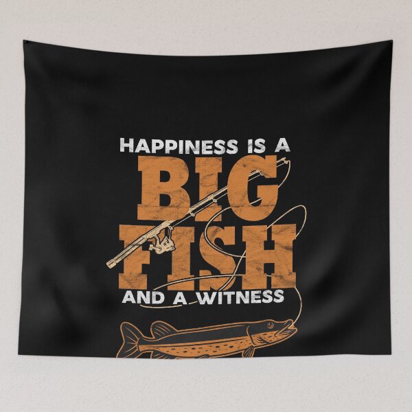 Item preview, Happiness is A Big Fish And A Witness Funny Retro Fisherman designed and sold by ACHRAF877.