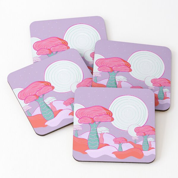 Item preview, Kawaii anime space trees | Red and lavender purple designed and sold by Lena Morf.
