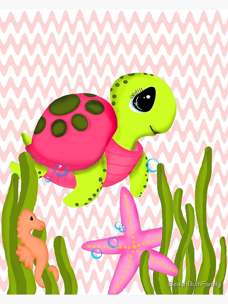 Pink Sea Turtle Zig Zags by BeachBumFamily