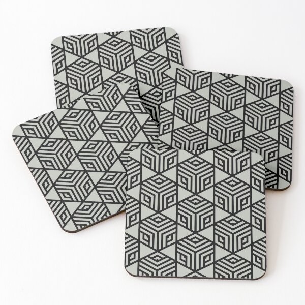Item preview, Black and Gray Green Stripe Cube Pattern - Pratt and Lamberts 2022 Color of the Year Gray Mist 419B designed and sold by ColorOfTheYears.