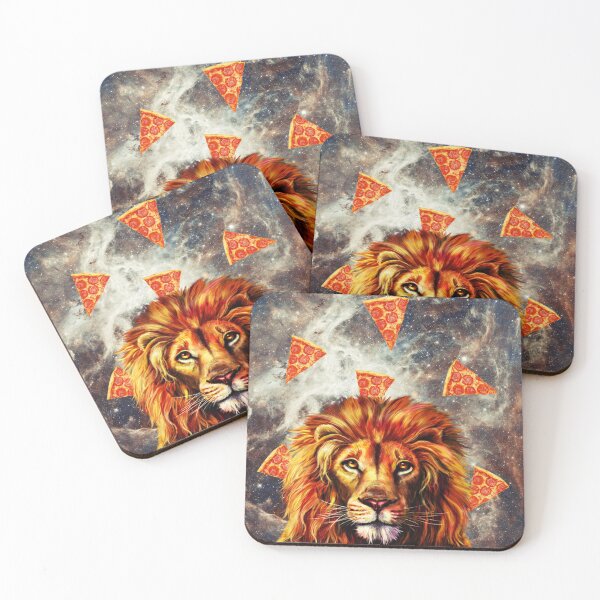 Item preview, Lion in flying pizza space, Lions, Wildlife, Collage Art, Surrealism designed and sold by avit1.