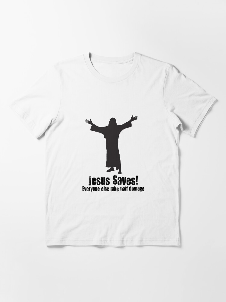 Alternate view of Jesus saves DnD Essential T-Shirt