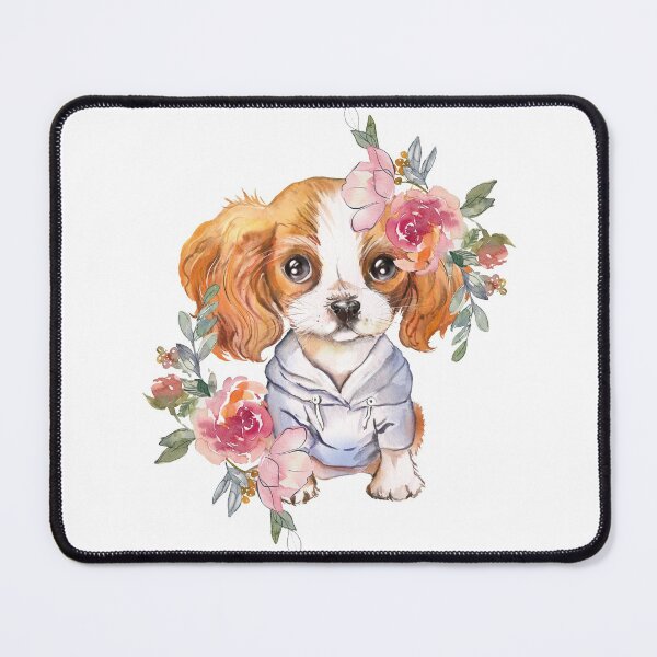 Item preview, Cute Cavalier King Charles Spaniel Puppy with Flowers designed and sold by adriana-holmes.