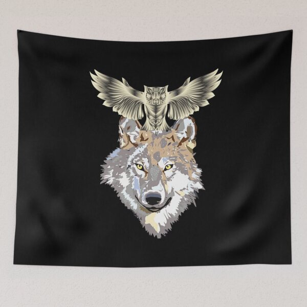 Item preview, wolf and owl amazing design designed and sold by designbyuzi.