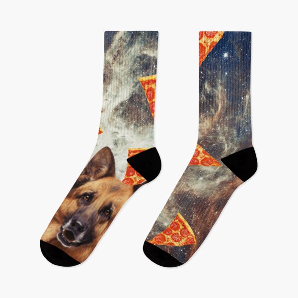 Item preview, German shepherd dog in flying pizza space, Collage Art, Surrealism designed and sold by avit1.