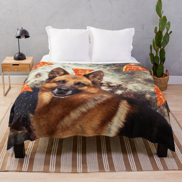Item preview, German shepherd dog in flying pizza space, Collage Art, Surrealism designed and sold by avit1.