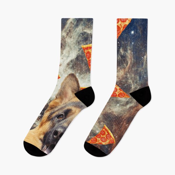 Item preview, German shepherd dog in flying pizza space, Collage Art, Surrealism designed and sold by avit1.