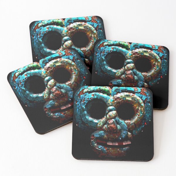 Item preview, Quetzalcoatl Turquoise Mosaic Aztec Mask designed and sold by signsandsymbols.