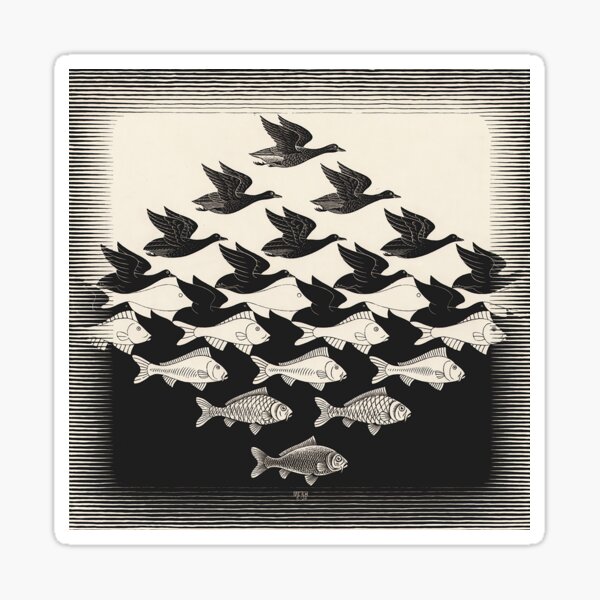 Sky and Water I - Maurits Cornelis Escher Sticker