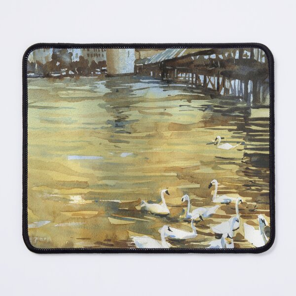 Item preview, Swan artwork Lucerne Chapel Bridge artwork Switzerland painting designed and sold by rfoxphoto.