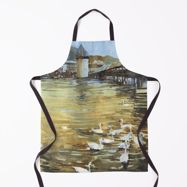 Item preview, Swan artwork Lucerne Chapel Bridge artwork Switzerland painting designed and sold by rfoxphoto.