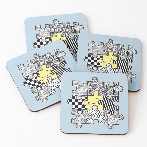 Item preview, Black & White Jigsaw Puzzle with a cute colored one designed and sold by BrainChaos.