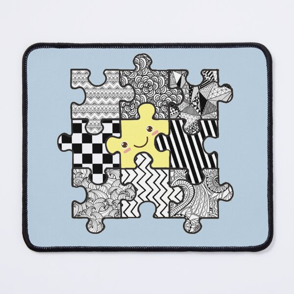Item preview, Black & White Jigsaw Puzzle with a cute colored one designed and sold by BrainChaos.