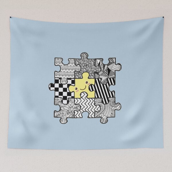 Item preview, Black & White Jigsaw Puzzle with a cute colored one designed and sold by BrainChaos.
