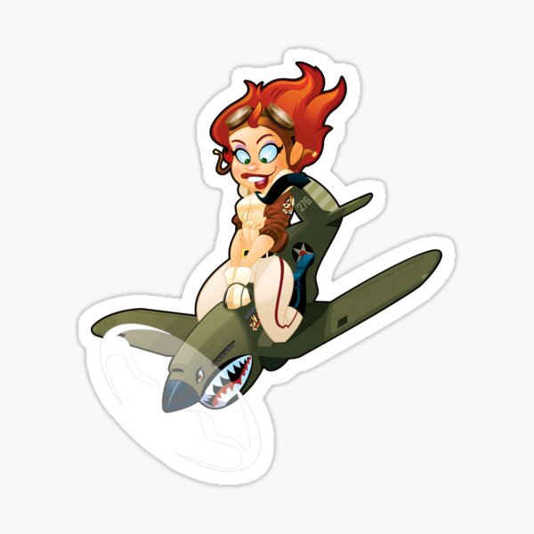 War Maidens: Fly Girl Retro Pilot Pin-up Sticker