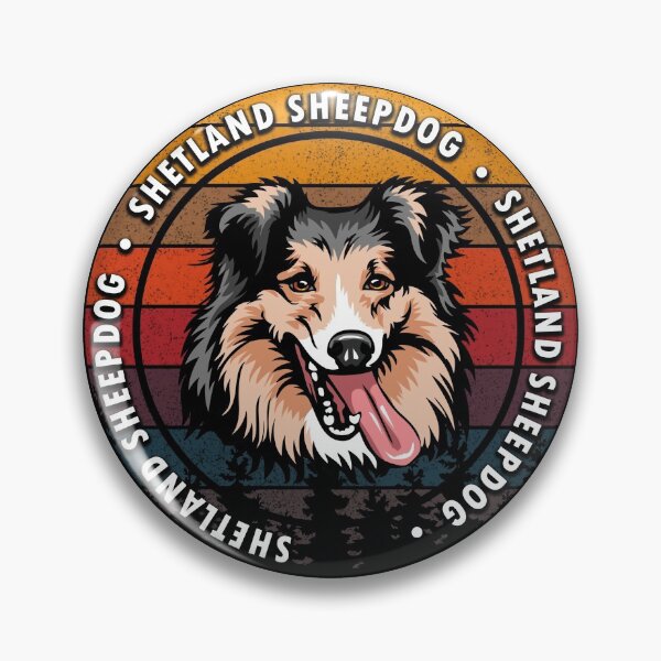 Item preview, Shetland Sheepdog distressed sunset retro dog face design designed and sold by SamRVstore.
