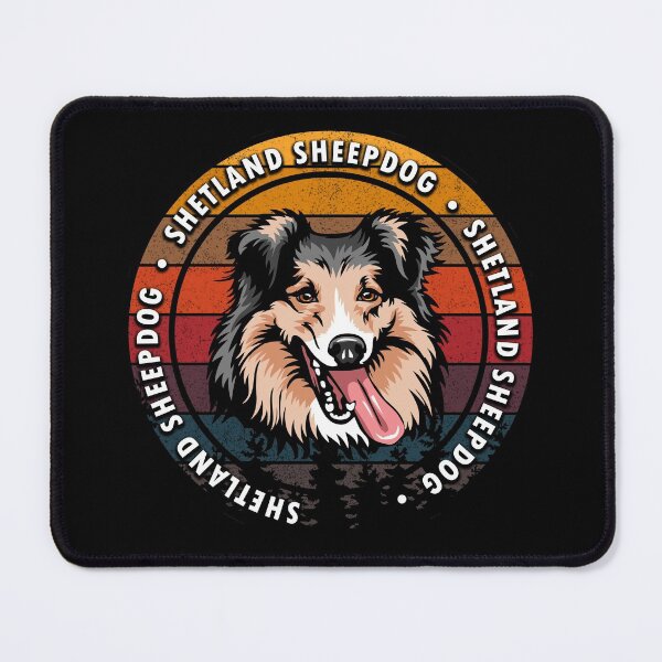 Item preview, Shetland Sheepdog distressed sunset retro dog face design designed and sold by SamRVstore.