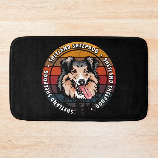 Item preview, Shetland Sheepdog distressed sunset retro dog face design designed and sold by SamRVstore.
