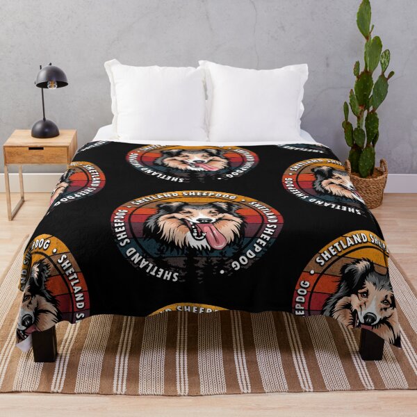Item preview, Shetland Sheepdog distressed sunset retro dog face design designed and sold by SamRVstore.