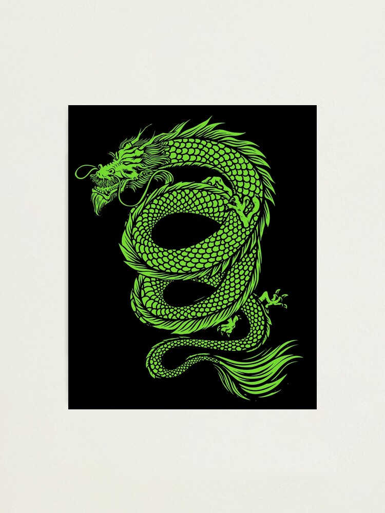 Neon Green Chinese Japanese Dragon
