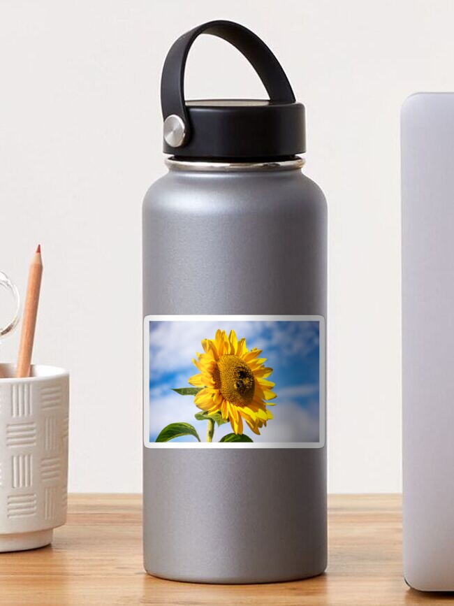 Thumbnail 1 of 3, Sticker, Sunflower with Bumble Bee designed and sold by BeckmogArt.