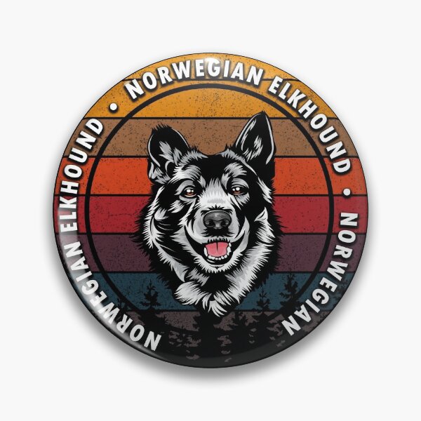 Item preview, Norwegian Elkhound distressed sunset retro dog face design designed and sold by SamRVstore.