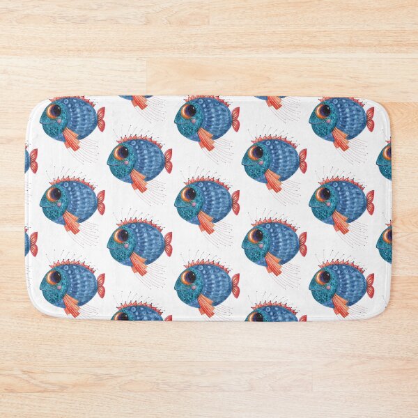 Item preview, Blue funny fish watercolor illustration designed and sold by Aleksandra Paranchenko.