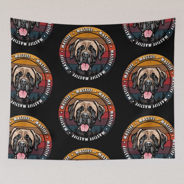 Item preview, Mastiff distressed sunset retro dog face design designed and sold by SamRVstore.
